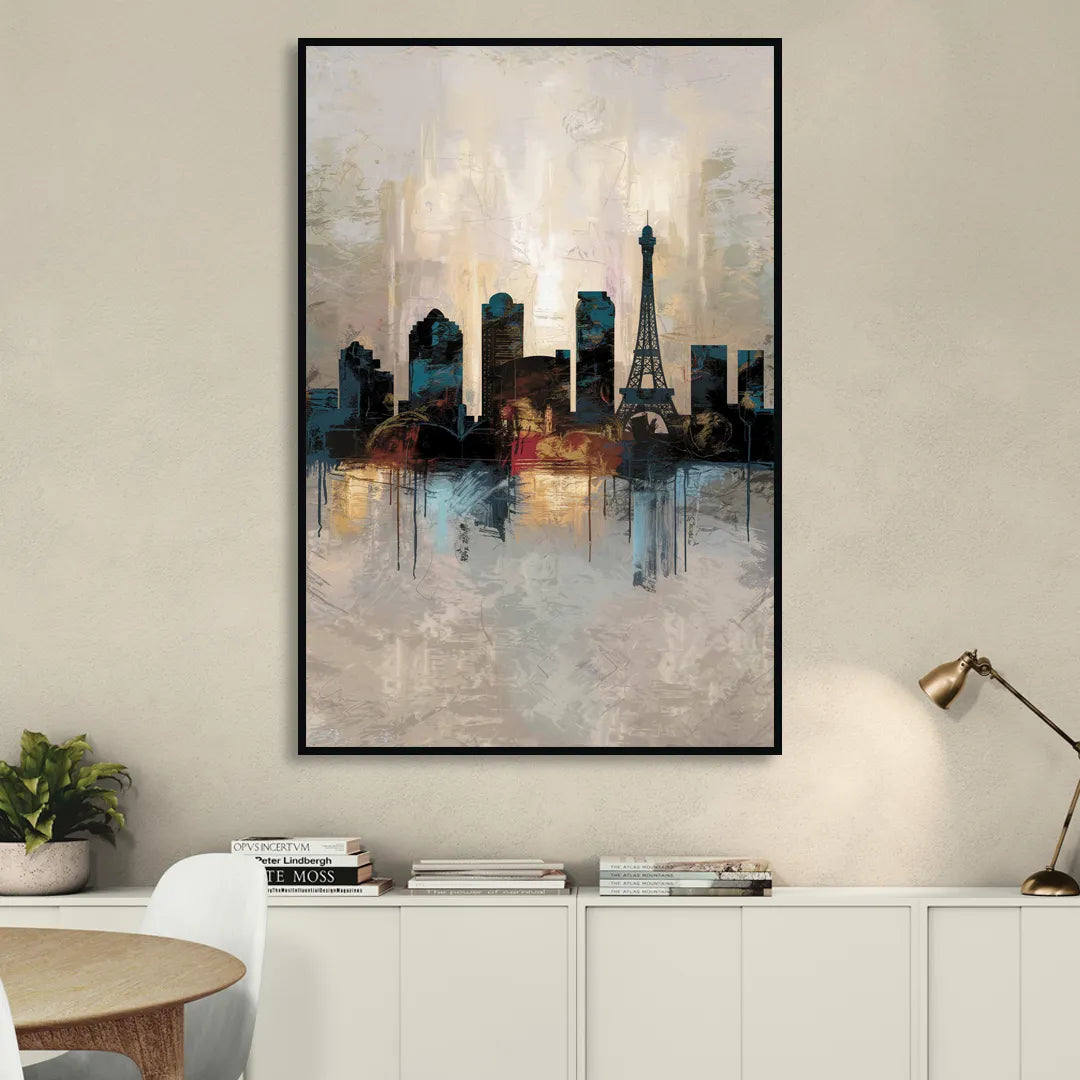 Las Vegas Skyline Silhouette Living Room - Black Canvas Wall Art