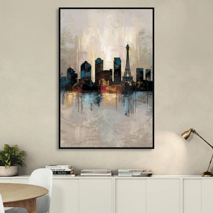 Las Vegas Skyline Silhouette Living Room - Black Canvas Wall Art