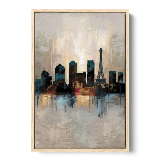 Las Vegas Skyline Silhouette - Oak Framed Canvas Wall Art - Front
