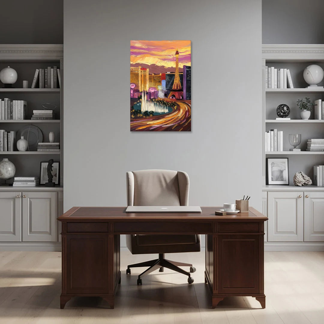 Las Vegas Skyline at Sunset - Canvas Wall Art - Office - 24x36