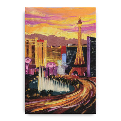 Las Vegas Skyline at Sunset Front - Canvas Wall Art