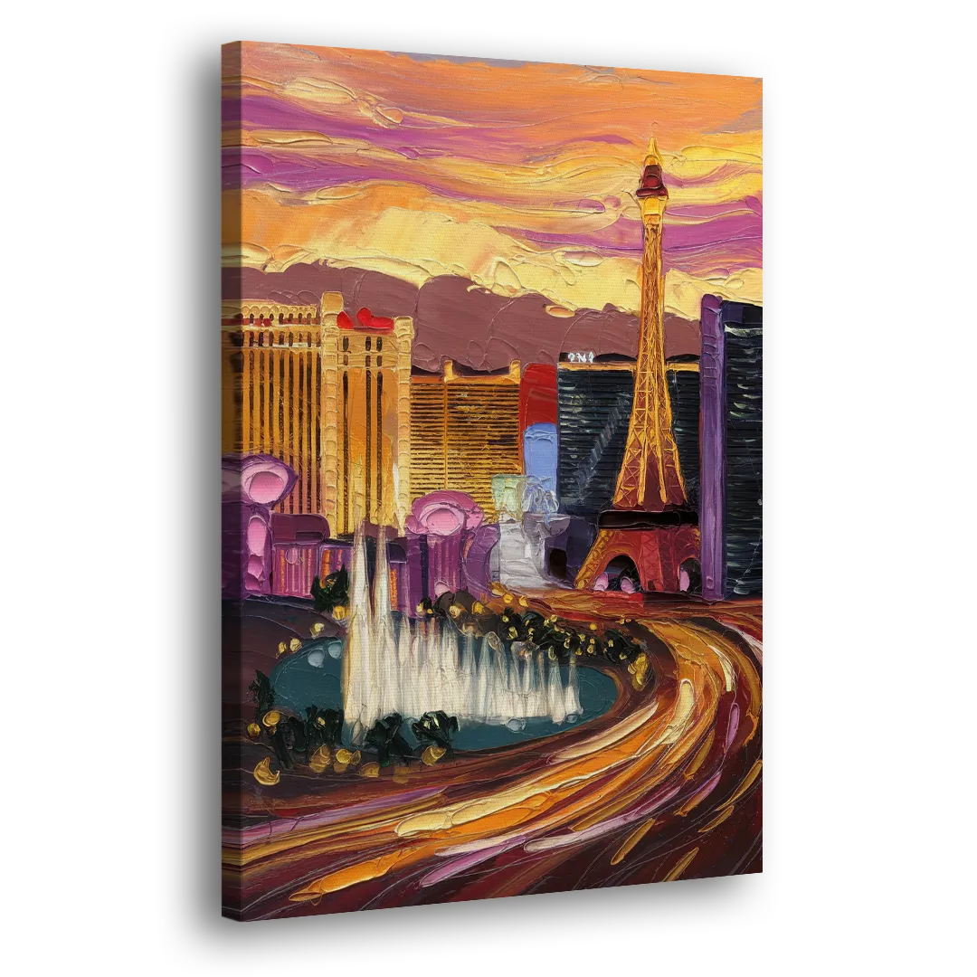 Las Vegas Skyline at Sunset Side - Canvas Wall Art