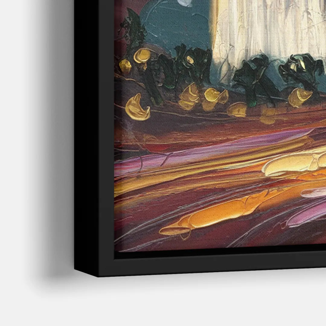 Las Vegas Skyline at Sunset - Close-Up Black Frame Canvas