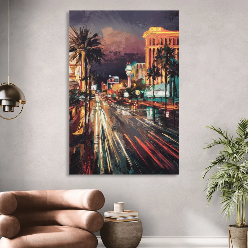Las Vegas Strip Lights Sitting Room - Canvas Wall Art