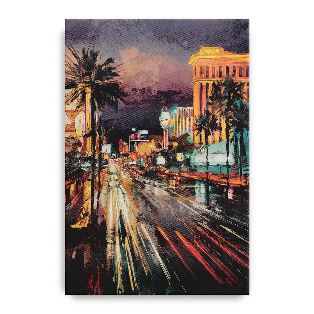 Las Vegas Strip Lights Front - Canvas Wall Art