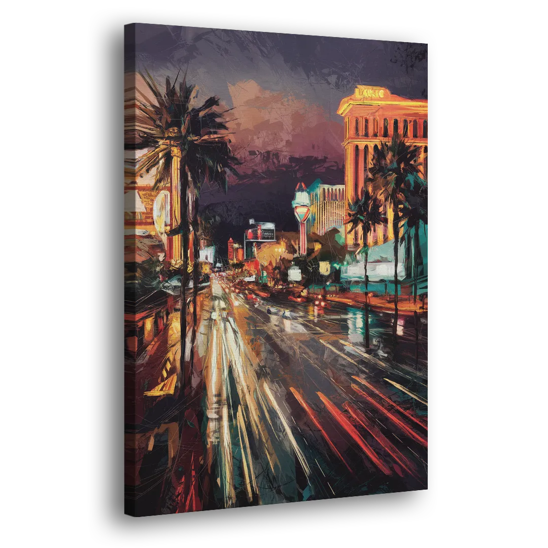 Las Vegas Strip Lights Side - Canvas Wall Art