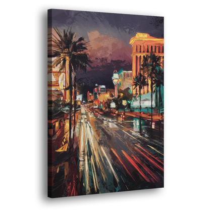 Las Vegas Strip Lights Side - Canvas Wall Art