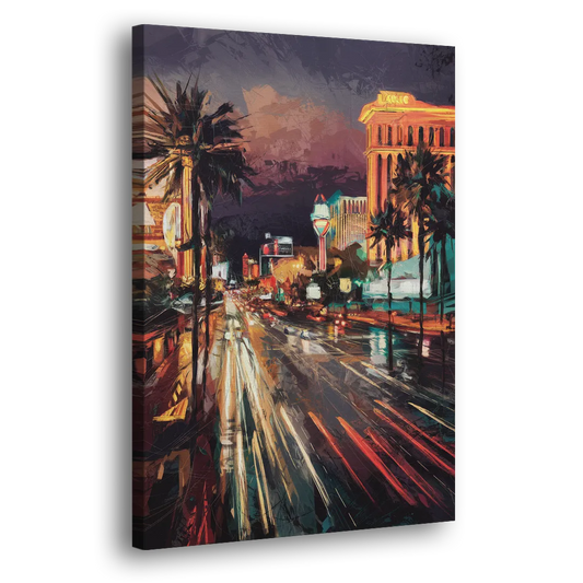 Las Vegas Strip Lights Side - Canvas Wall Art