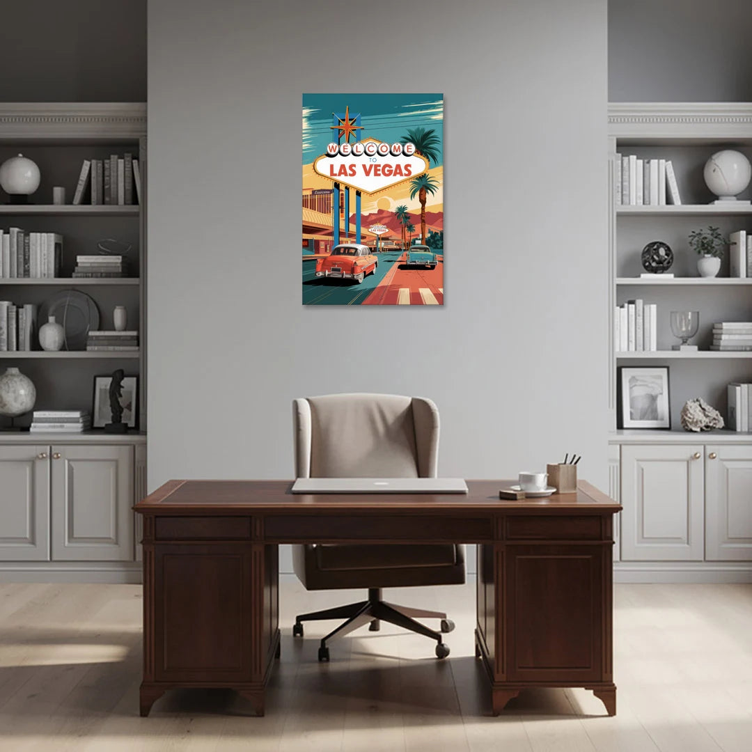 Las Vegas Vintage Vibes - Canvas Wall Art - Office - 24x36