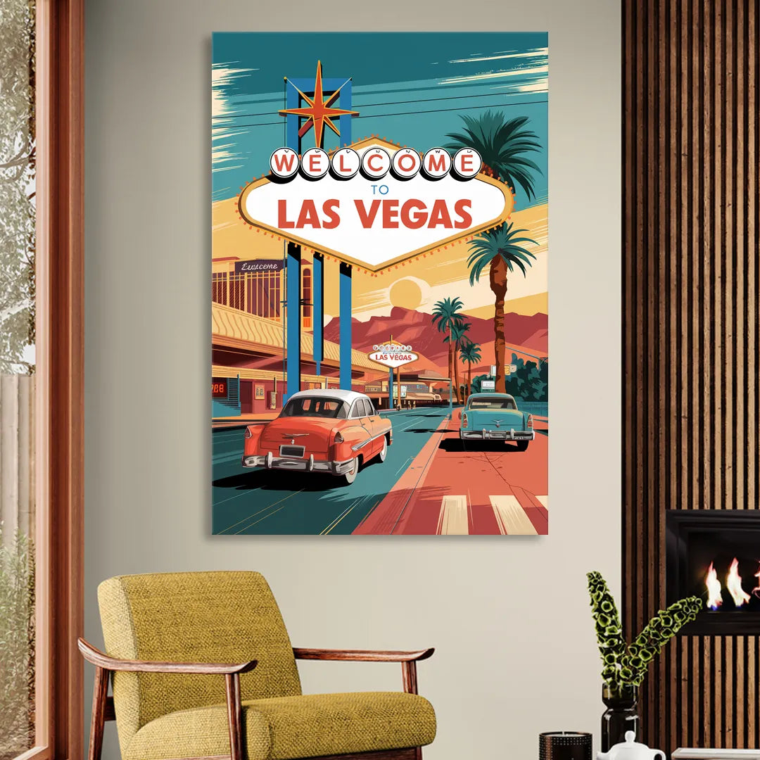 Las Vegas Vintage Vibes Sitting Room - Canvas Wall Art