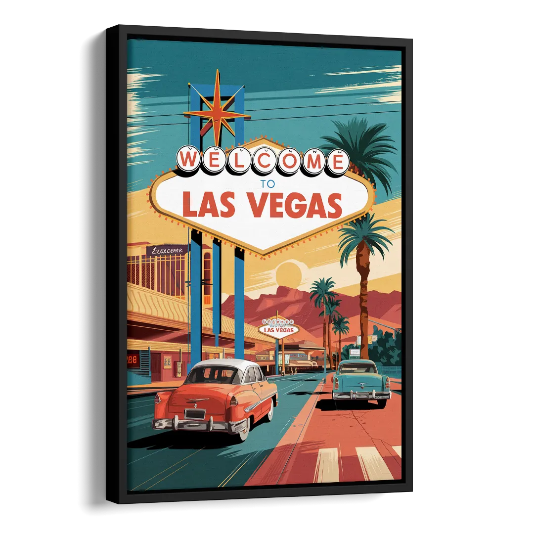 Las Vegas Vintage Vibes Side - Black Canvas Wall Art