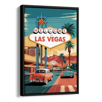 Las Vegas Vintage Vibes Side - Black Canvas Wall Art