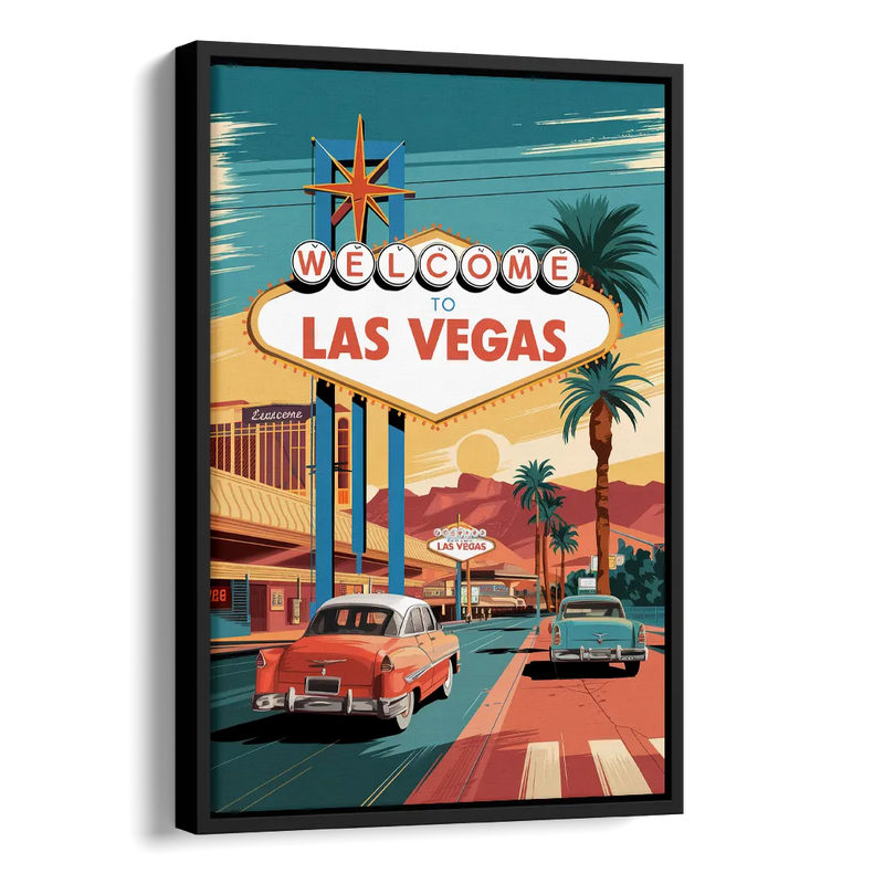 Las Vegas Vintage Vibes Side - Black Canvas Wall Art