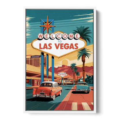 Las Vegas Vintage Vibes Front - White Canvas Wall Art