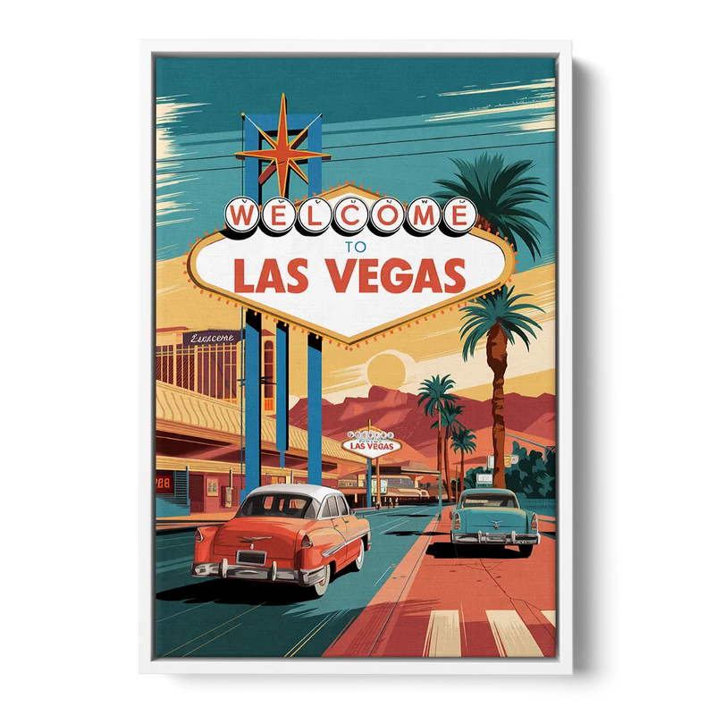 Las Vegas Vintage Vibes Front - White Canvas Wall Art