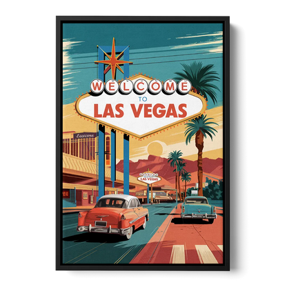 Las Vegas Vintage Vibes Front - Black Canvas Wall Art