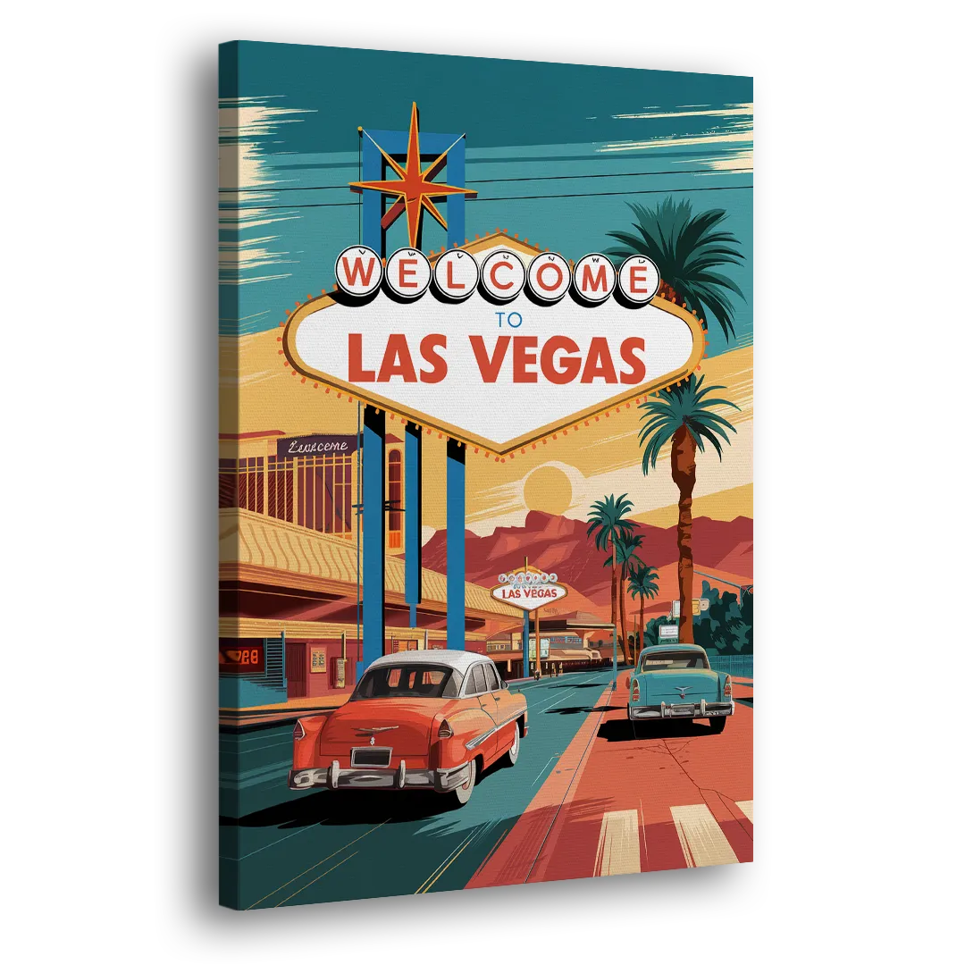 Las Vegas Vintage Vibes Side - Canvas Wall Art