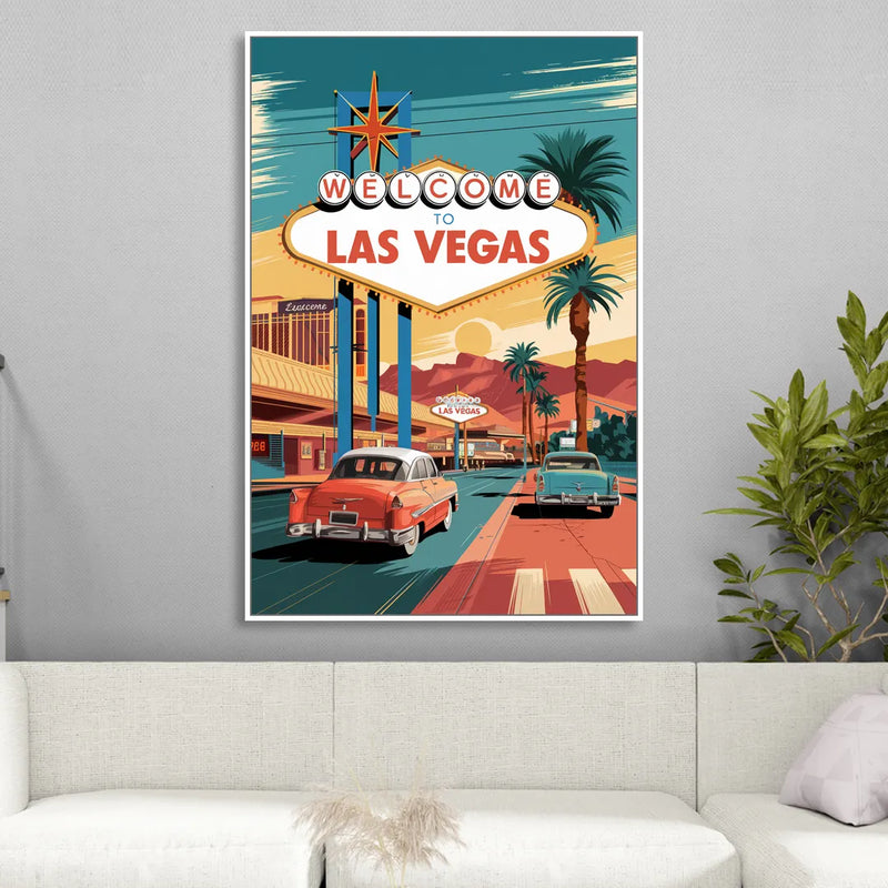 Las Vegas Vintage Vibes Sitting Room - White Canvas Wall Art