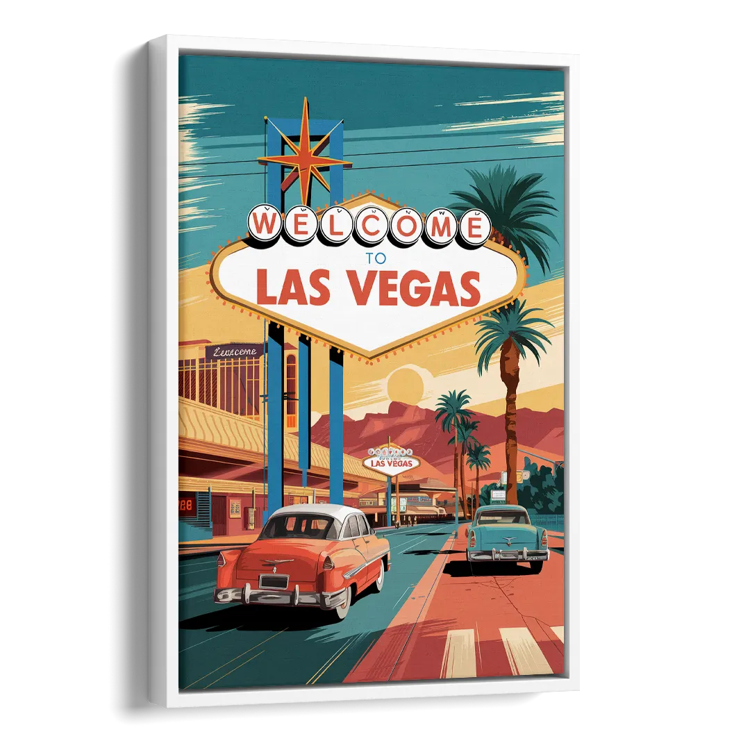 Las Vegas Vintage Vibes Side - White Canvas Wall Art
