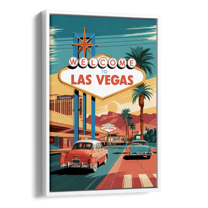 Las Vegas Vintage Vibes Side - White Canvas Wall Art