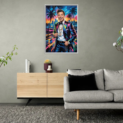Late Laughs 2.0 - Living Room White Frame Canvas