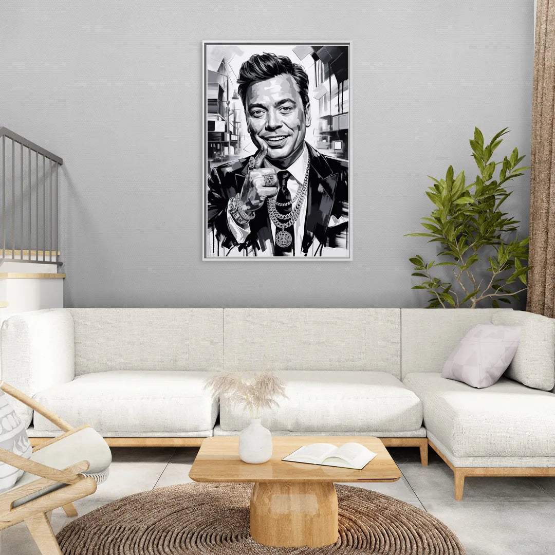Late Laughs - Living Room White Frame Canvas