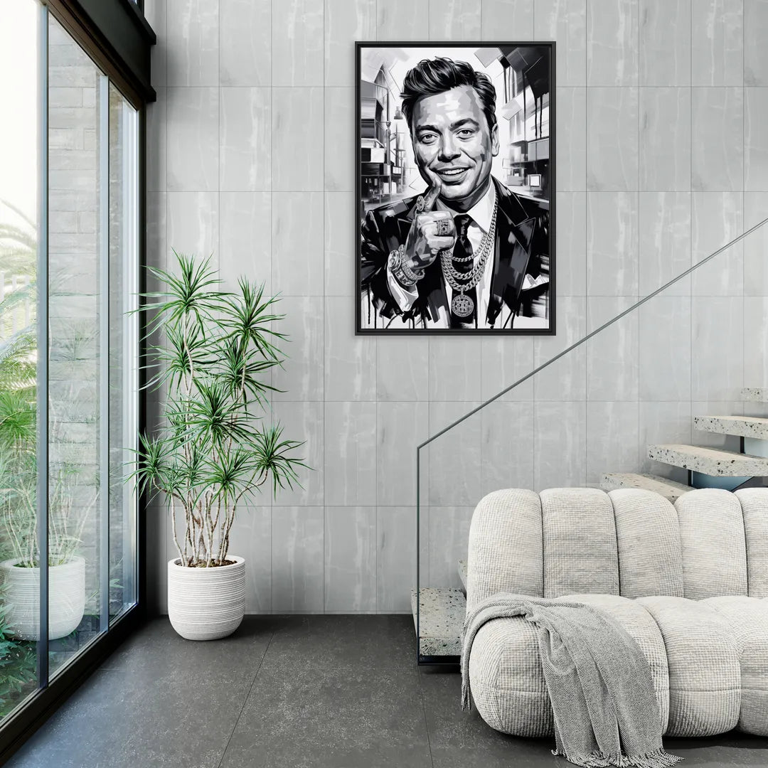 Late Laughs - Living Room Black Frame Canvas