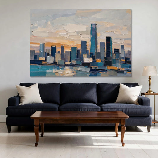 Law Office Wall Art of a Dawn Skyline - Canvas Wall Art - Sofa - 60x40