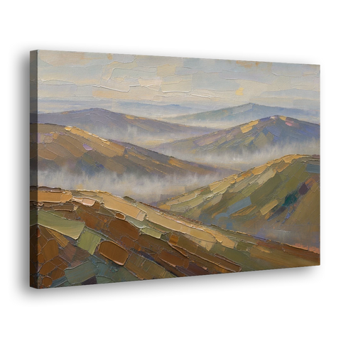 Layered Valley Ridges in Morning Haze - Canvas Wall Art - Side