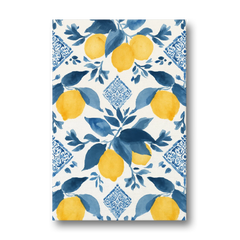 Lemon Art in Blue Majolica Tiles - Canvas Wall Art - Front