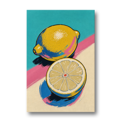 Lemon Kitchen Decor with Whole and Halved Lemons - Canvas Wall Art - Front