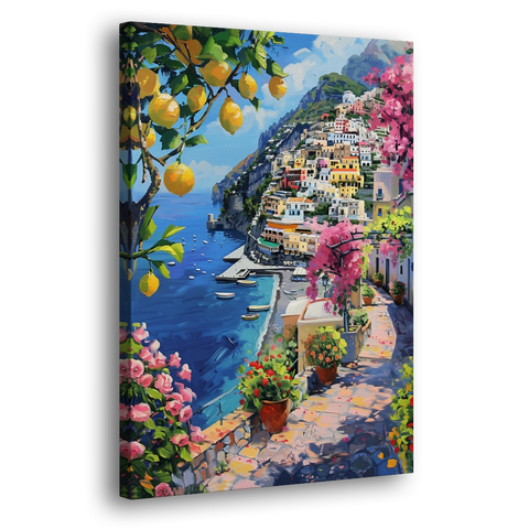 Lemon Tree Painting Above Positano - Canvas Wall Art - Side