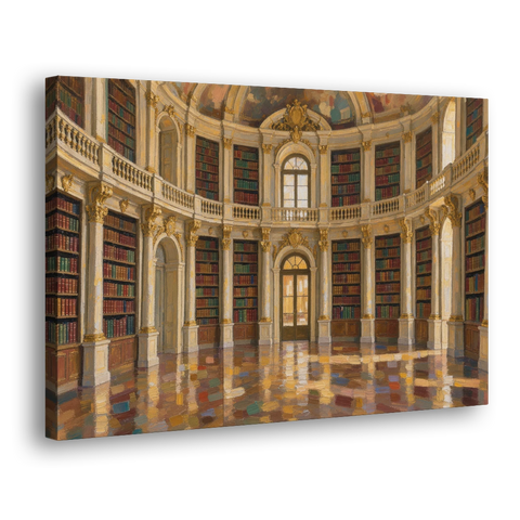 Library Art Prints of a Baroque Gilded Hall - Canvas Wall Art - Side