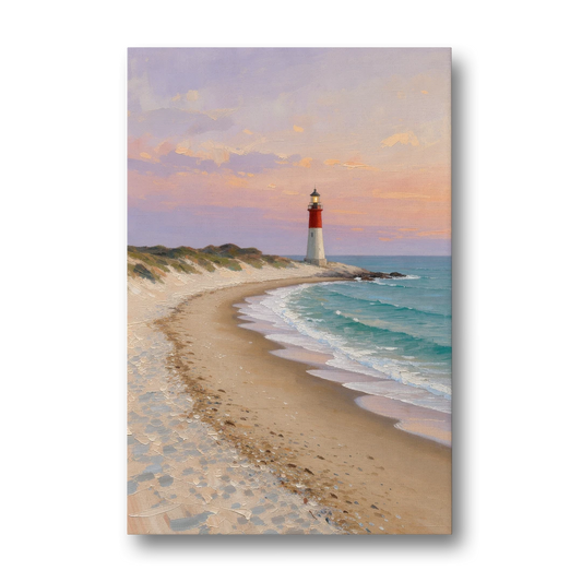 Lighthouse Painting on Canvas at Twilight - Canvas Wall Art - Front