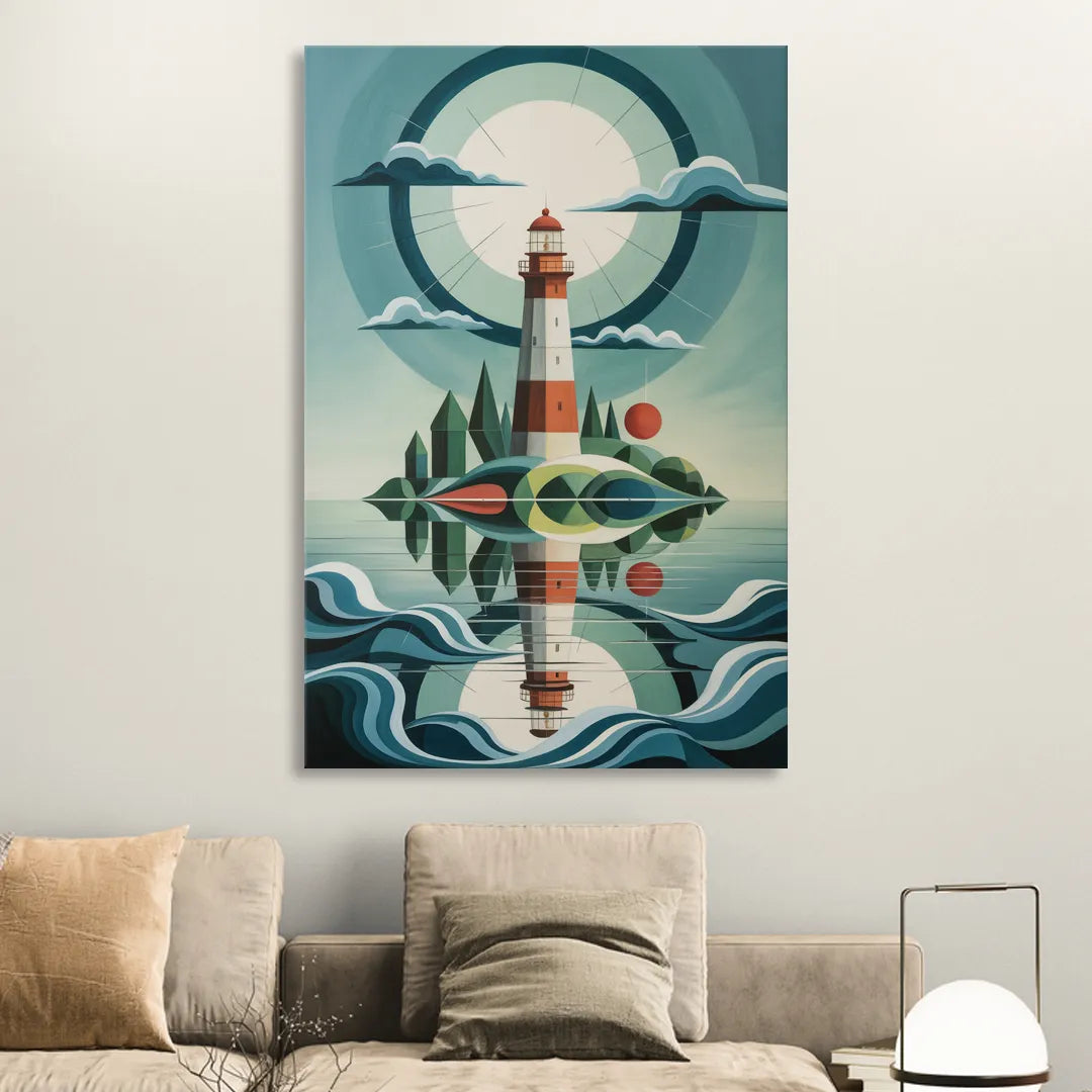 Lighthouse on the Island Living Room - Canvas Wall Art