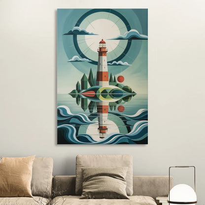 Lighthouse on the Island Living Room - Canvas Wall Art