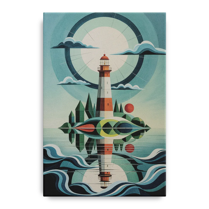 Lighthouse on the Island Front - Canvas Wall Art