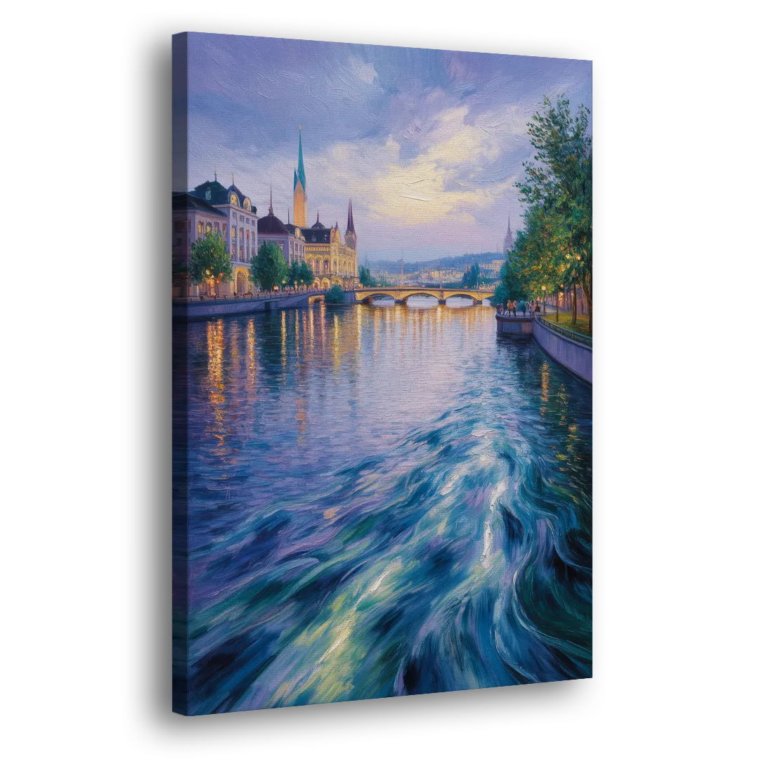 Limmat River Serenity Side - Canvas Wall Art