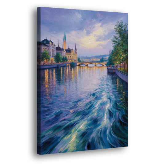 Limmat River Serenity Side - Canvas Wall Art