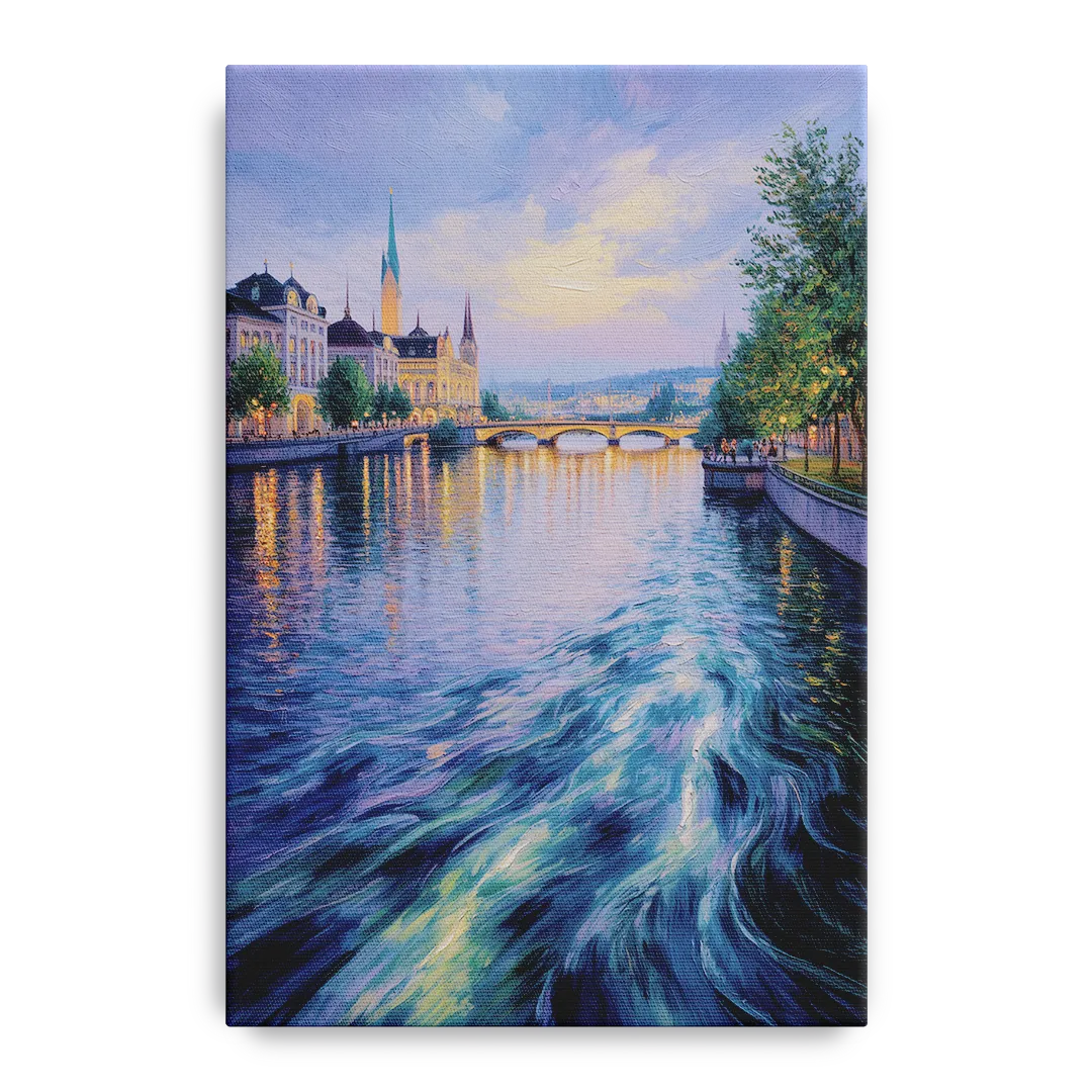 Limmat River Serenity Front - Canvas Wall Art