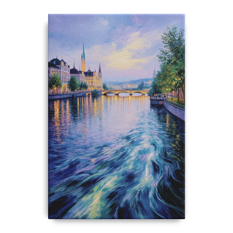 Limmat River Serenity Front - Canvas Wall Art