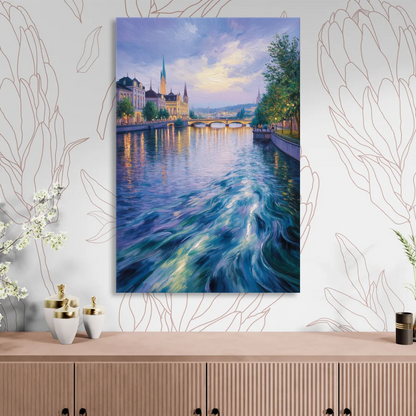 Limmat River Serenity Sitting Room - Canvas Wall Art