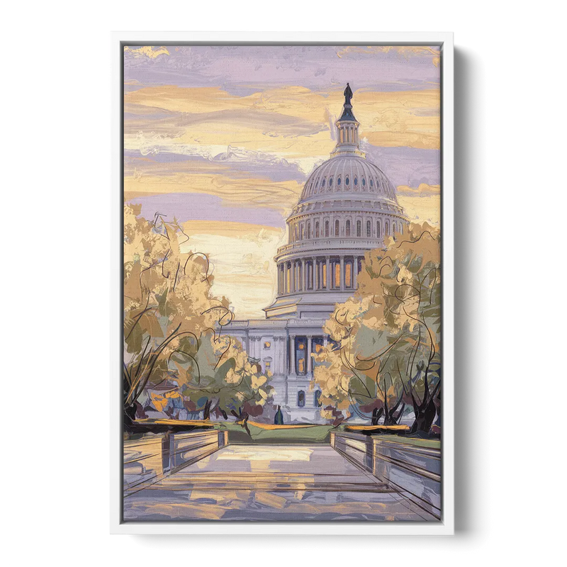 Lincoln Capitol Building Front - White Canvas Wall Art