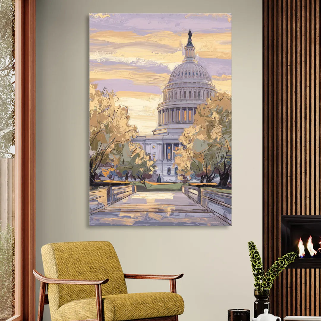 Lincoln Capitol Building Living Room - Canvas Wall Art