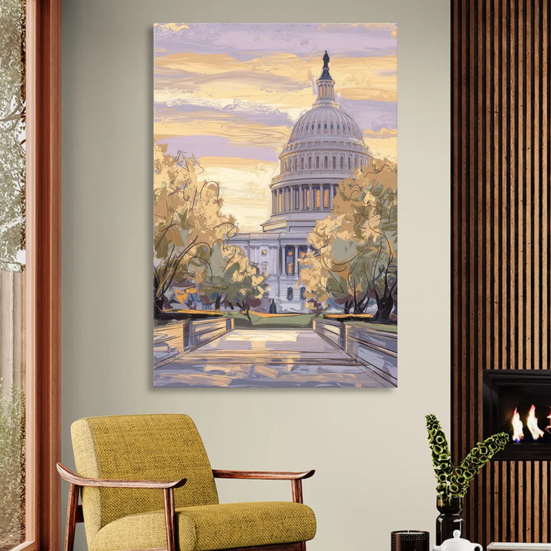 Lincoln Capitol Building Living Room - Canvas Wall Art