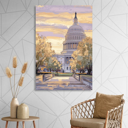 Lincoln Capitol Building Sitting Room - Canvas Wall Art