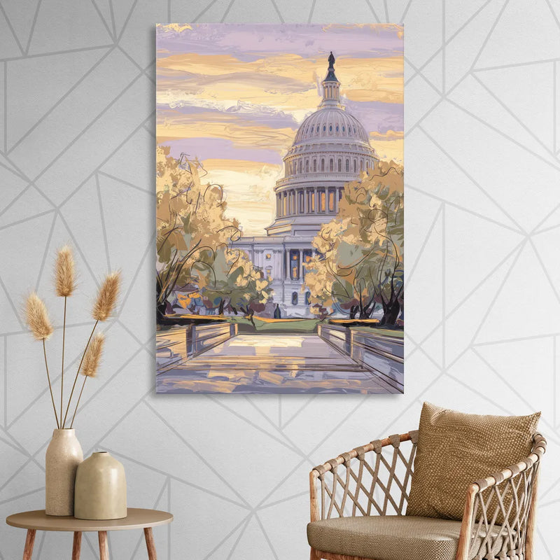 Lincoln Capitol Building Sitting Room - Canvas Wall Art