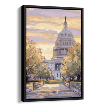 Lincoln Capitol Building Side - Black Canvas Wall Art