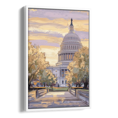Lincoln Capitol Building Side - White Canvas Wall Art