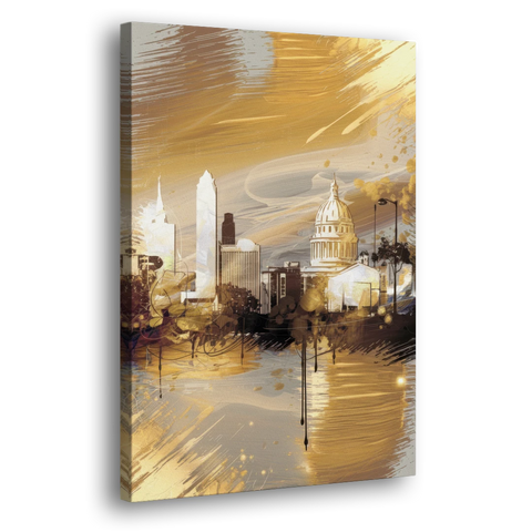 Lincoln Downtown Streetscape - Canvas Wall Art - Side